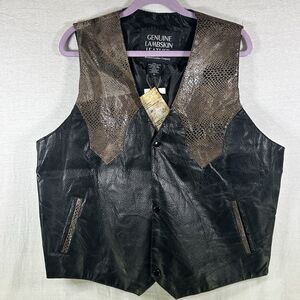 GIOVANNI NAVARRE Genuine Lambskin Leather Moto Vest Sz XL Brown Black